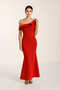 Front of the Off Shoulder Ruffle Dress style 268108 from Frank Lyman in the color red