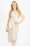 Front of the Sheer Crinkle Overlay Dress style 126134 from Cativa in the color sandstone
