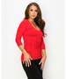 Side of the 3 Panel Ruched 3/4 Sleeve Seamless Top style 1196 from Last Tango in the color red