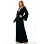 Side view of the Bell Sleeve Grommet Jumpsuit from Ariella in the color black