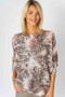 Front of the Cheetah Printed Batwing Sweater style 0990 from Look Mode in the color camel