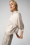 Side of the Satin Boxy Blouson Jacket With Drawstring Hem style 261913 from Joseph Ribkoff in the color moonstone