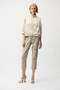 Front of the Satin Boxy Blouson Jacket With Drawstring Hem style 261913 from Joseph Ribkoff in the color moonstone