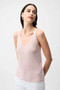 Front of the Metallic Knitted Camisole with Rhinestones style 252915S26 from Joseph Ribkoff in the color petal pink