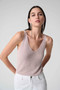 Front of the Metallic Knitted Camisole with Rhinestones style 252915S26 from Joseph Ribkoff in the color petal pink