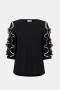 Front of the Silky Knit Top with Chiffon Ruffled Sleeves style 261009 from Joseph Ribkoff in the colors black and pink