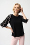 Front of the Silky Knit Top with Chiffon Ruffled Sleeves style 261009 from Joseph Ribkoff in the colors black and pink