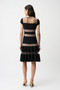 Back of the Silky Knit Fit and Flare Dress With Mesh Inserts style 261050 from Joseph Ribkoff in the color black