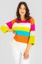 Front of the Waffle Knit Colorblock Top style 261520 from Funsport in the multicolor print