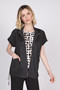Front of the Mixed Media Vest style 360604 from Olivia in the color black