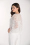Back of the Sequins Mesh Puff Sleeve Top & Tank style 261116 from Frank Lyman in the colors off white and silver