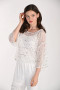 Front of the Sequins Mesh Puff Sleeve Top & Tank style 261116 from Frank Lyman in the colors off white and silver