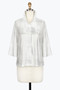 Front of the Shimmery Button-Up Jacket style 5093 from Damee in the colors silver and white