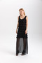 Front of the Cha-Cha Sheer Hem Maxi Dress style 425-1065 from Isle in the color black