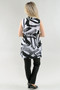 Back of the Half Zip Scribble Print Tunic style 151 from Michael Tyler in the colors black and white