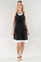 Front of the Double Layer Pocket Dress style 308 from Michael Tyler in the colors black and ivory
