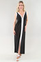 Front of the V-Neck Front Slit Maxi Dress style 301 from Michael Tyler in the colors black and ivory