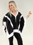 Front of the V-Neck Open Side Poncho style 111 from Michael Tyler in the colors black and ivory