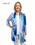 Front of the Blue Abstract Mesh Cardigan style A303-J22 from Creation in the colors blue/multi