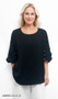 Front of the Ruched Sleeve Pearl Top style AM660 from Creation in the color black