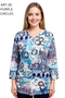 Front of the V-Neck Circles Print Top style ART-35 from Creation in the multicolor print