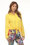 Front of the Tie Front Top with Stones style Z13330 from AZI Jeans in the color yellow