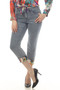 Front of the Graffiti Cuff Ankle Pants style Z13325 from AZI Jeans in the light wash denim