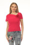 Front of the Draped Shoulder Top with Rose style Z13060 from AZI Jeans in the color fuchsia