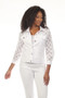 Front of the Mesh Pearl Sleeve Jacket style Z13359 from AZI Jeans in the color white