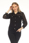 Front of the Mesh Pearl Sleeve Jacket style Z13359 from AZI Jeans in the color black