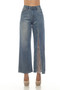 Front of the Split Front Embellished Wide Leg Jeans style Z13393 from AZI Jeans in the color denim