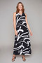 Front of the Half-Zip Maxi Dress style 36075 from Compli K in the colors black and white