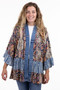 Front of the Denim Trim Band Kimono style 5677 from Shannon Passero in the blue paisley print
