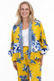 Front of the Tiffany Denim Trim Cardigan style 5474 from Shannon Passero in the yellow palm print
