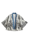 Front of the Tiffany Denim Trim Cardigan style 5474 from Shannon Passero in the multi print