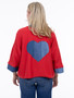 Back of the Denim Trim Amour Cardigan style 5842 from Shannon Passero in the color lipstick