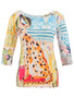 Front of the Cheetah In The City Scoop Neck Top style 26710 from Dolcezza in the multicolor print