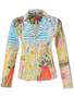 Front of the Cheetah In The City Zip Jacket style 26718 from Dolcezza in the multicolor print