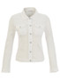 Front of the Mesh Net Denim Jacket style 26170 from Dolcezza in the color white