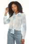 Front of the Tie-Dye Rhinestone Top style Z13422 from AZI Jeans in the colors blue and white