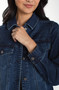 Close up of the Fit And Flare Trucker Jacket style LM1C40CH4 from Liverpool in the Delacey wash