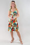 Front of the Tropical Print Tank Dress style 344 from Michael Tyler in the multicolor print