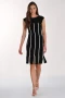 Front of the Striped Dress with Piping style 261009 from Frank Lyman in the colors black and off white