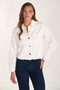 Front of the Embossed Floral Cropped Jacket style 261600 from Frank Lyman in the color off white