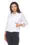 Front of the Fashion Belts Print Button-Up Jacket style T6978-6523 from Tango Mango in the colors white and pink