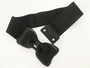 Front of the Zipper Trim Bow Elastic Belt style BT946 from Samuel Dong in the color black