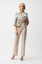 Front of the Faux Suede Abstract Print Swing Jacket style 261908 from Joseph Ribkoff in the vanilla/multi print