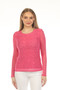 Front of the Blingy Mesh Long Sleeve Top style Z13381 from AZI Jeans in the color fuchsia