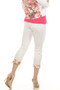 Back of the Blingy Floral Cuff Cropped Jeans style Z13377 from AZI Jeans in the color white