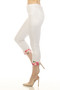 Side of the Blingy Floral Cuff Cropped Jeans style Z13377 from AZI Jeans in the color white